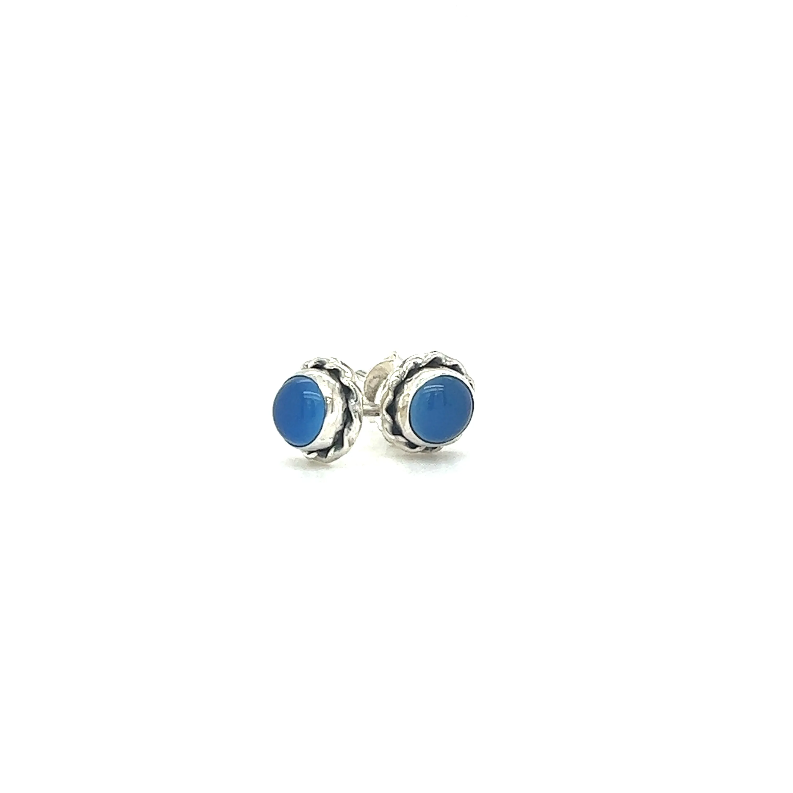 Round Stone Stud Earrings with Twist Details