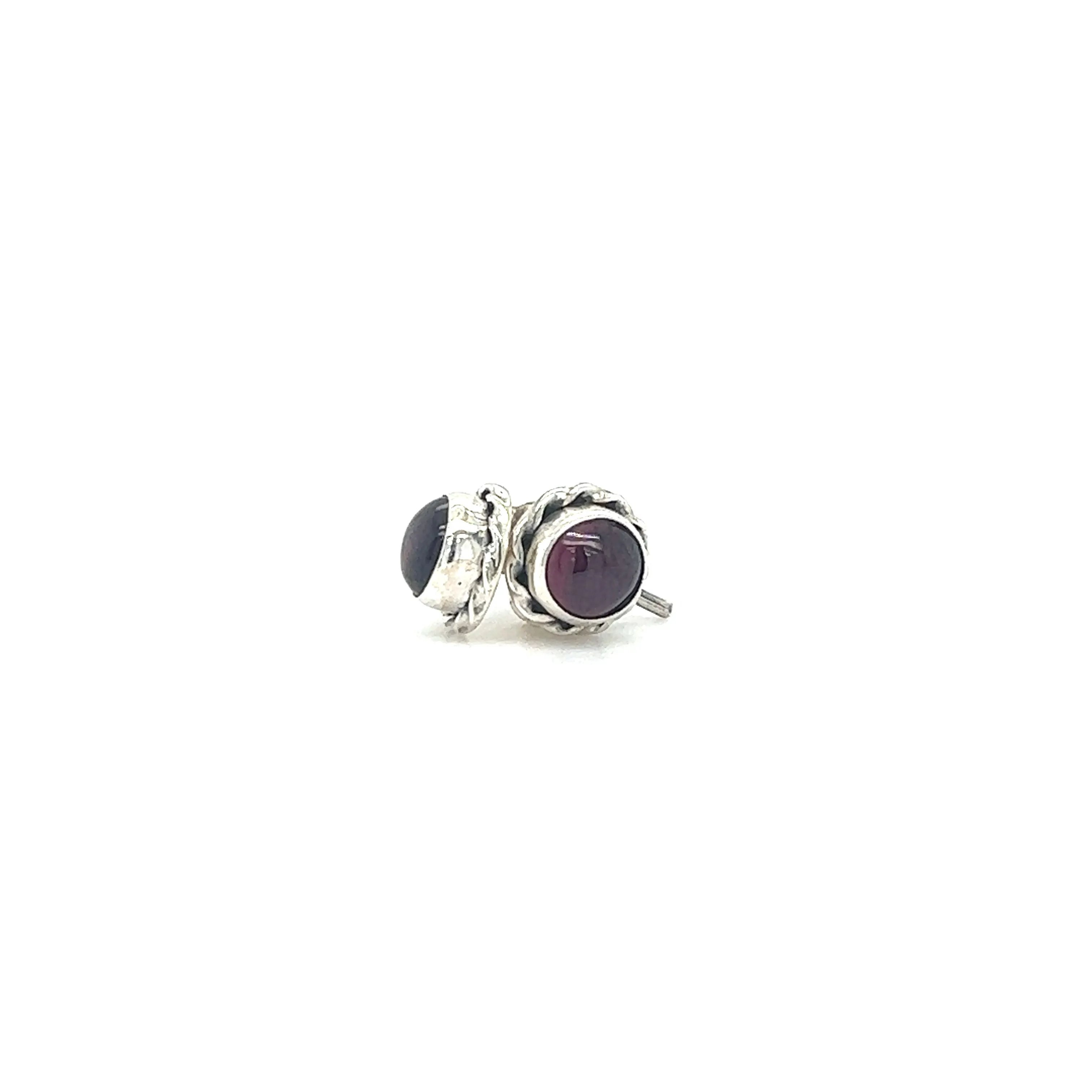Round Stone Stud Earrings with Twist Details