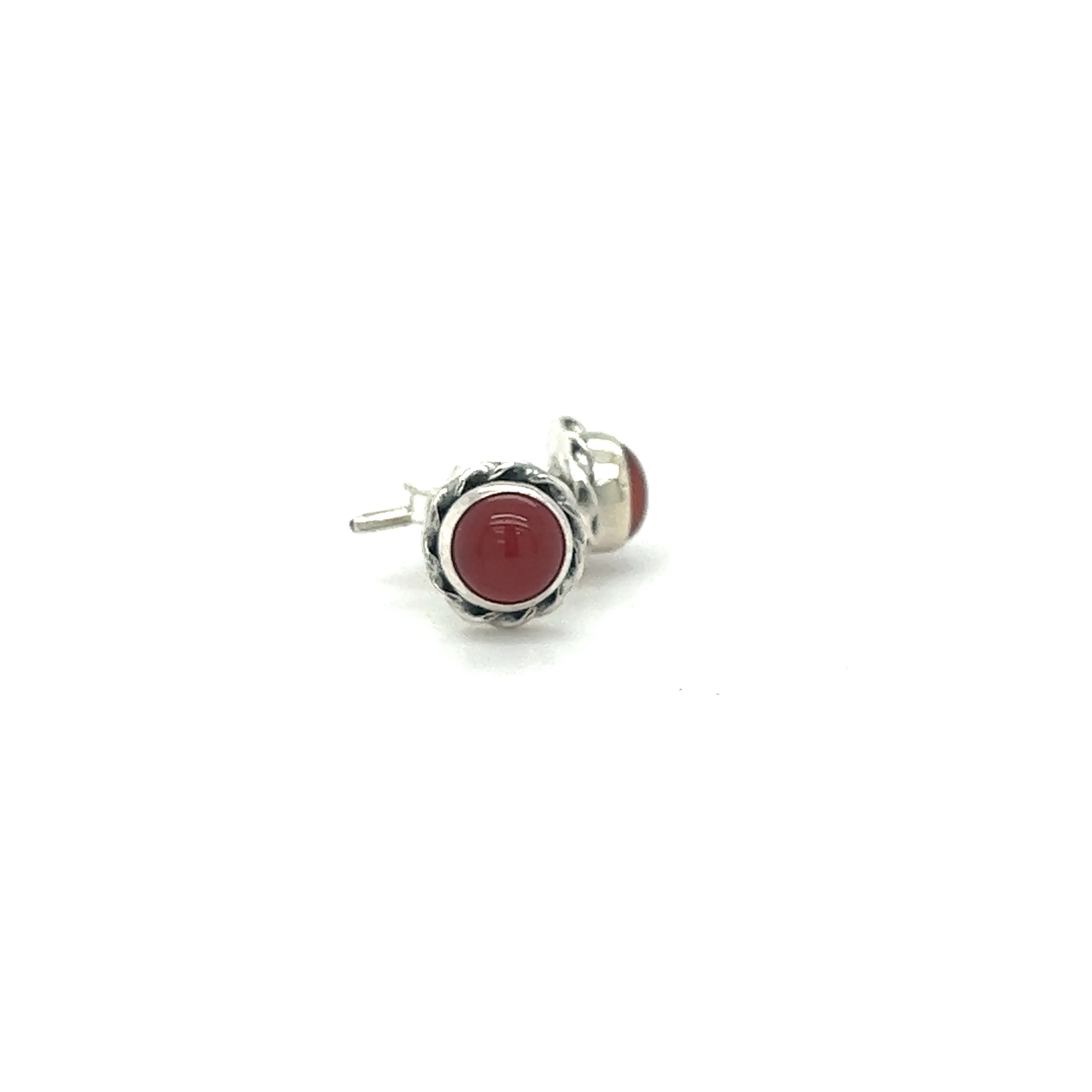 Round Stone Stud Earrings with Twist Details