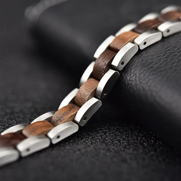 Stainless Steel Walnut Wood Bracelet 不銹鋼胡桃木手鍊 KJBR16188