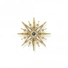 Sterling Silver Gold Plated Multicoloured Stones Star Brooch X0281-959-7