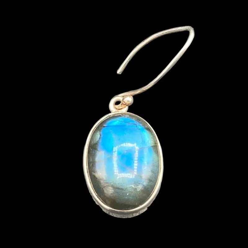 Sterling Silver Oval Labradorite Dangle Earrings