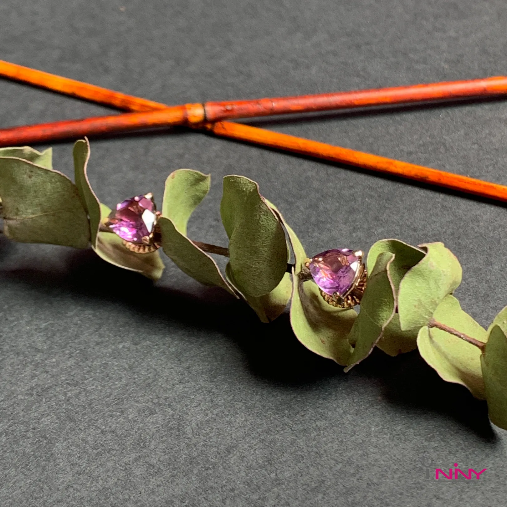 Triangle Amethyst Stud Earrings