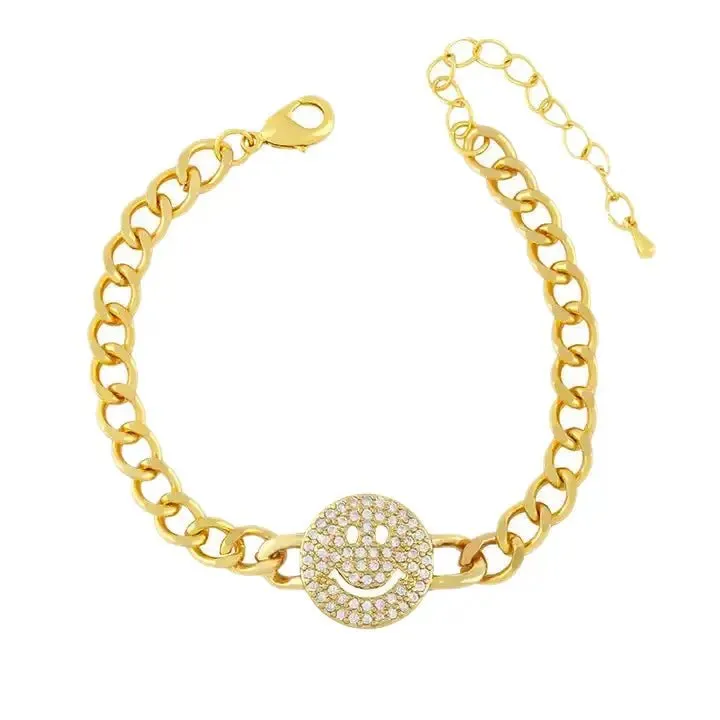 Women's Trendy Cuban Snake Bracelet - Gold-Plated Heart Design