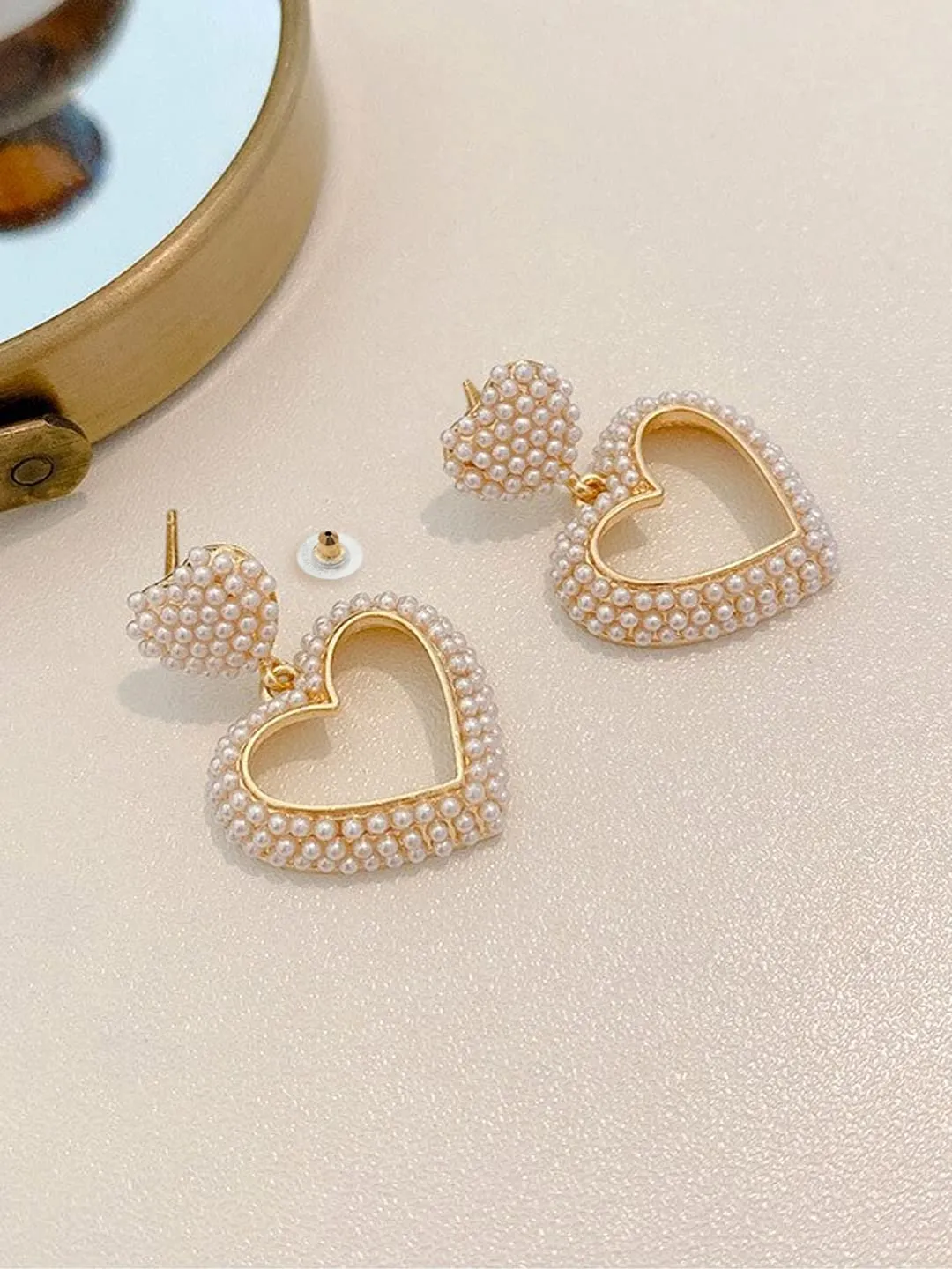 Yellow Chimes Earrings for Women and Girls Golden Drop Earrings for Women | Valentine Special Gold Plated Love Heart Drop Earrings | Birthday Gift for girls and women Anniversary Gift for Wife